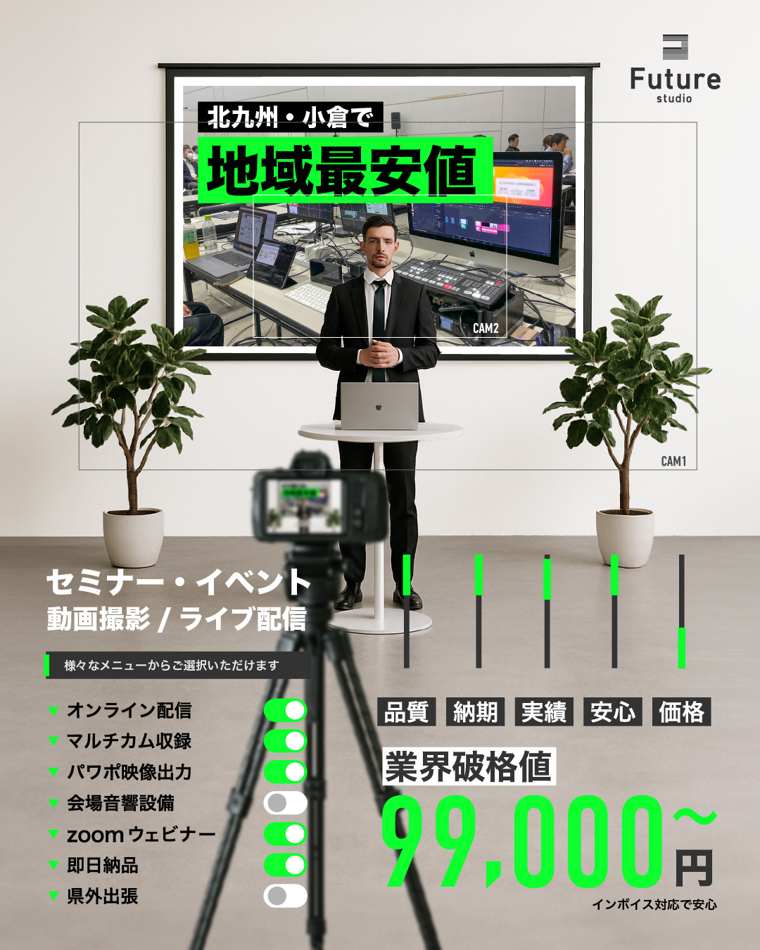 イベント動画の撮影・ライブ配信をお求めやすい価格で提供 - Future Studioからのお知らせ